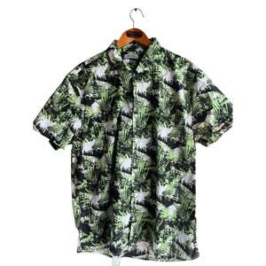Kenneth Cole Reaction Men's Palm Tree Button Up Shirt Hawaiian Tropical Size XXL